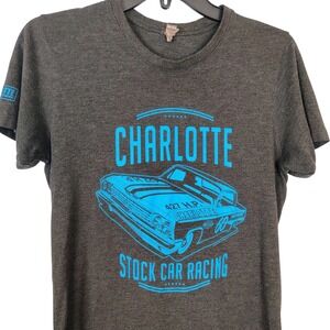 Charlotte‎ Motor Speedway Stock Car Racing Graphic Tee Grey Blue Small